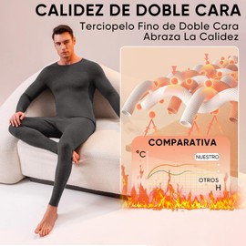 TYEGDAVD Conjunto De Ropa Interior Térmica De Hombre,Ropa Térmica De Hombre,Tops Y Pantalones,Súper Suave, Cálido,Forro Polar,para Otoño E Invierno (MX/US, Alfa, 3X-Grande, Regular, Regular, Negro)