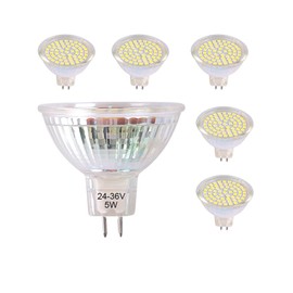 ukzboss mr16 led Light Bulb 24v 36v gu5.3 5W 6000K Daylight White led spot Light lamp Bulb Equivalent to 50w Halogen Bulb for lanscape Light Fixture (24-36V Non-dimmable 6000K)