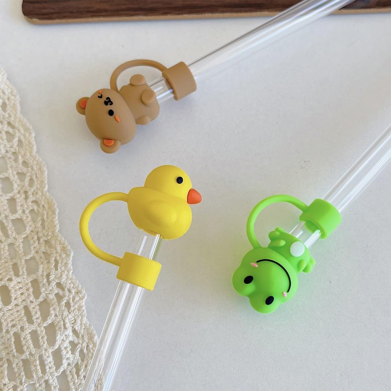 6 Pcs Straw Caps Cute Reusable Straw Topper 10mm Reusable