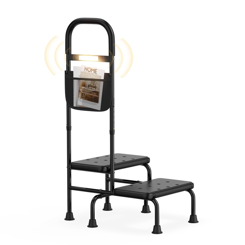 2 Step Stool with Handle for Elderly Heavy Duty Bed