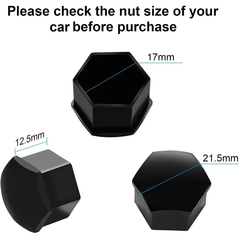 Gebildet 24pcs Wheel Nut Cap 17mm(5pcs Anti-Theft Bolt Cap+19pcs Normal