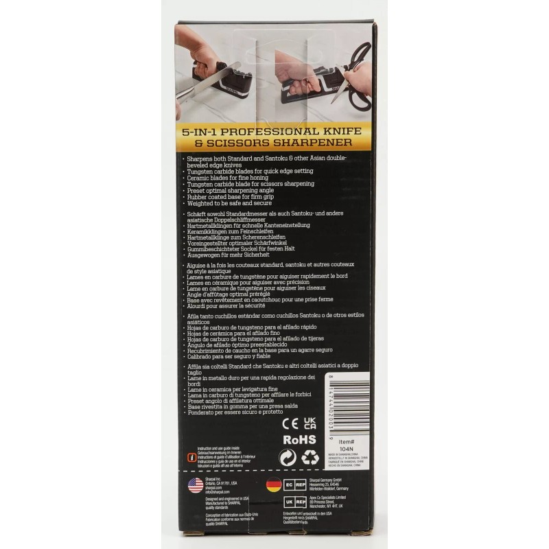 SHARPAL Professional 5-in-1 Kitchen Chef Knife & Scissors Sharpener, Sharpening