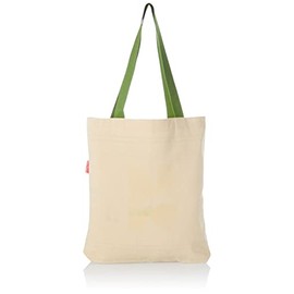 Le Jardin du Lin Printed Shopping Bag with Green Long Handles, Reusable Bag, Foldable, Fabric Bag, Size: 34 x 40 cm
