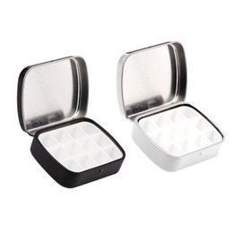 Lcvasvuz 2 Pcs Mini Watercolour Paint Palette Box Portable Multi Functional Travel Palette for Watercolor Gouache & Oil Paints