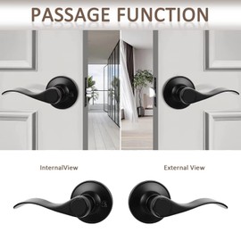 Probrico Black Passage Door Handles Passage Door Levers Hall/Closet Door Handles,Heavy Duty Interior Keyless Door Locks for Both Left or Right Sided Doors