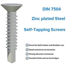 Self Tapping Metal Screws Phillips Countersunk Self Drilling Sheet Metal Window Roof Self Tapping Fixing DIN7504P (3.9mm x 16mm)