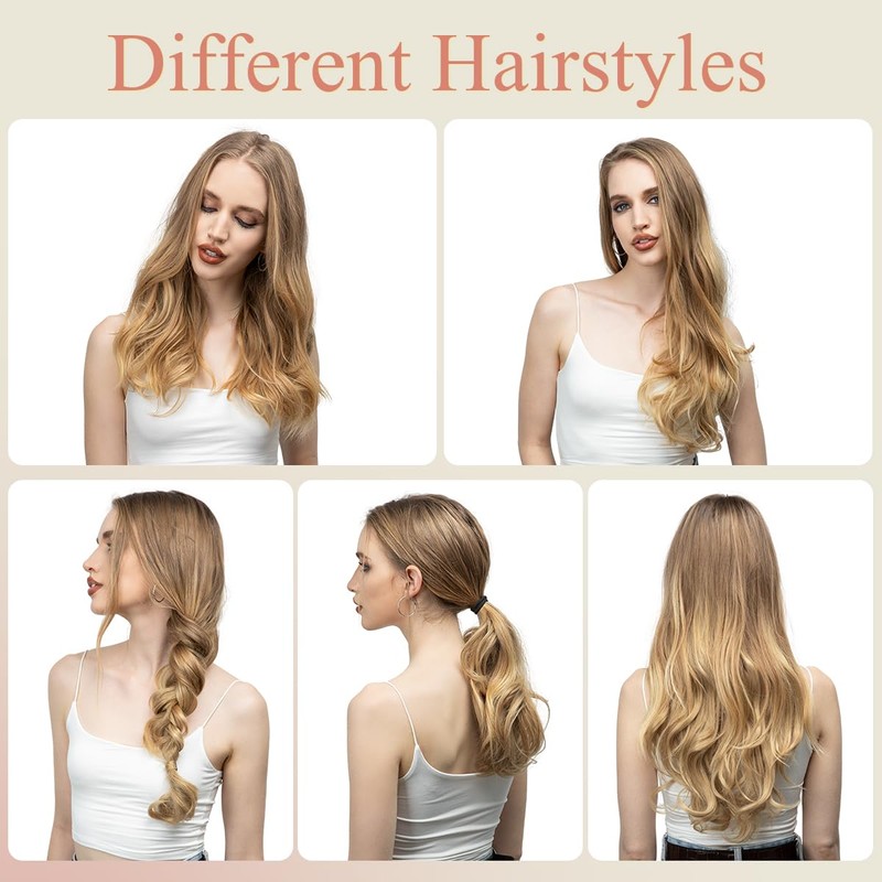 SARLA U Part Hair Extensions Dirty Blonde Full Head Clip