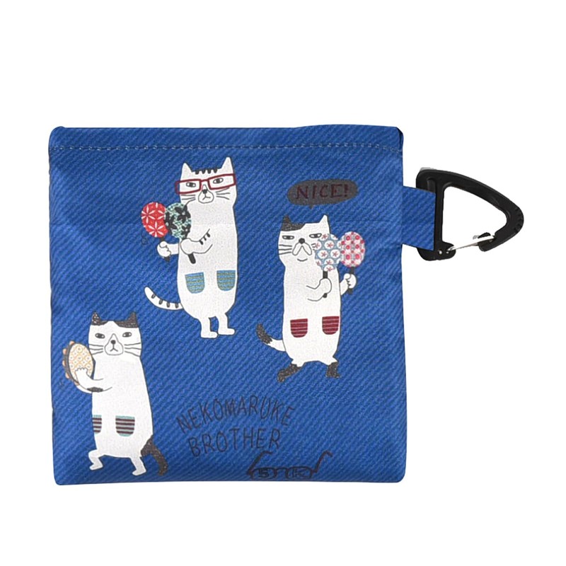 KUSUGURU Eco Bag with Carabiner, blue