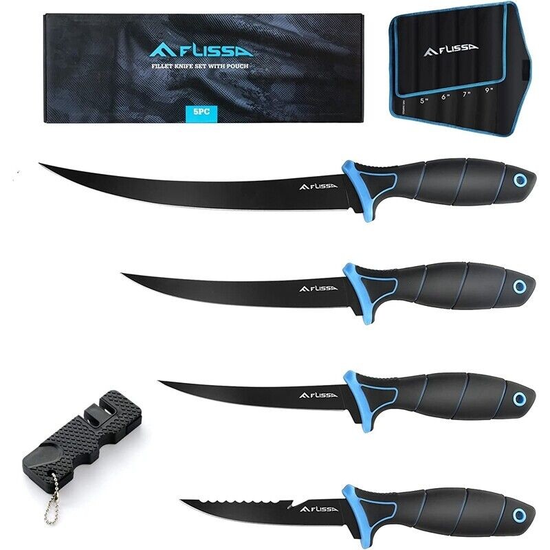 FLISSA 4PIECE Fillet Knife Set Bait Knife Cutting Notch Knife