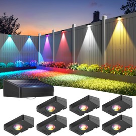 VOLISUN Solar Fence Lights, Fence Lights Solar Powered, IP65 Waterproof LED, RGB Color Changing Solar Light for Fence, Yard, Wall, Backyard (8 Pack,Black)