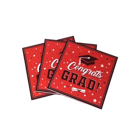 40Pcs Graduation Napkins Party Decorations, Class of 2025 Congrats Gard Paper Cocktail Napkins, Red Disposable for High School College Graduation Party Supplies 6.5"