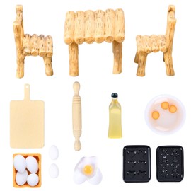 Aolso Dollhouse Accessories, 17 Pieces Gnome Accessories, Miniature Gnome Accessories Accessories, Christmas, Miniature Decoration, Miniature Eggs, Milk Bread, Flour Bag, Dollhouse, Kitchen Baking Set