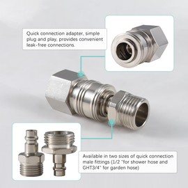 G-Sunny RV Outdoor Shower Head with Hose and Quick Connect Fittings - High Pressure 3-Spray Mode Shower Head with Pause Button-Easy Install for Camper,Travel Trailer (Brushed Nickel, 71"Hose)
