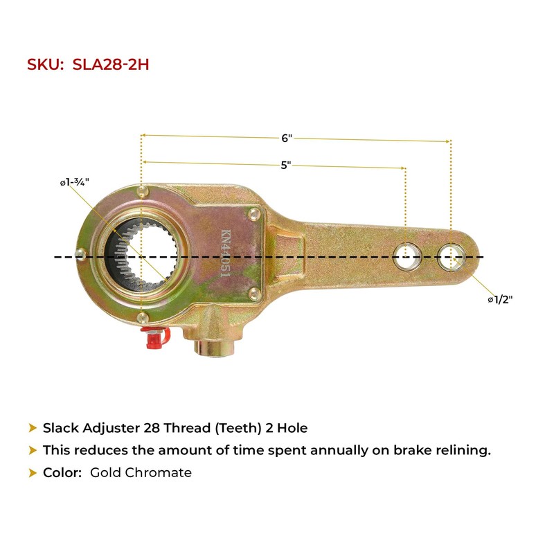 Mytee Products Manual Slack Adjuster 28 Thread (Teeth) 2 Hole