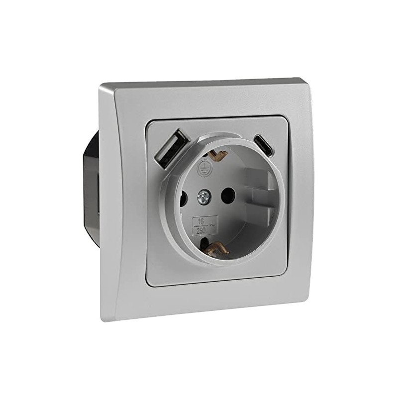 Delphi Socket with USB C - Flush-Mounted 250 V /