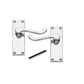 Golden Grace 1 Pair of Victorian Scroll Polished Chrome Lever Latch Door Handles 120mm Long