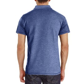 Men’s Athletic Short Sleeve Polo Shirts Casual Moisture Wicking Golf Shirts Buttons Collared Solid T Shirts with Pocket Navy