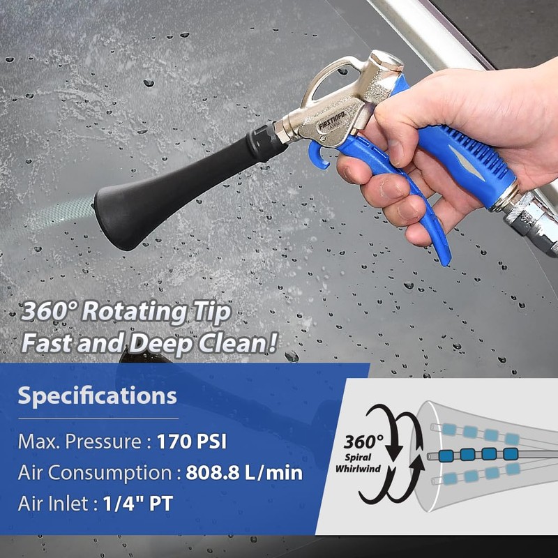 FIRSTINFO A1856EU Air Blow Gun with Cyclone Nozzle Quickly Blasts