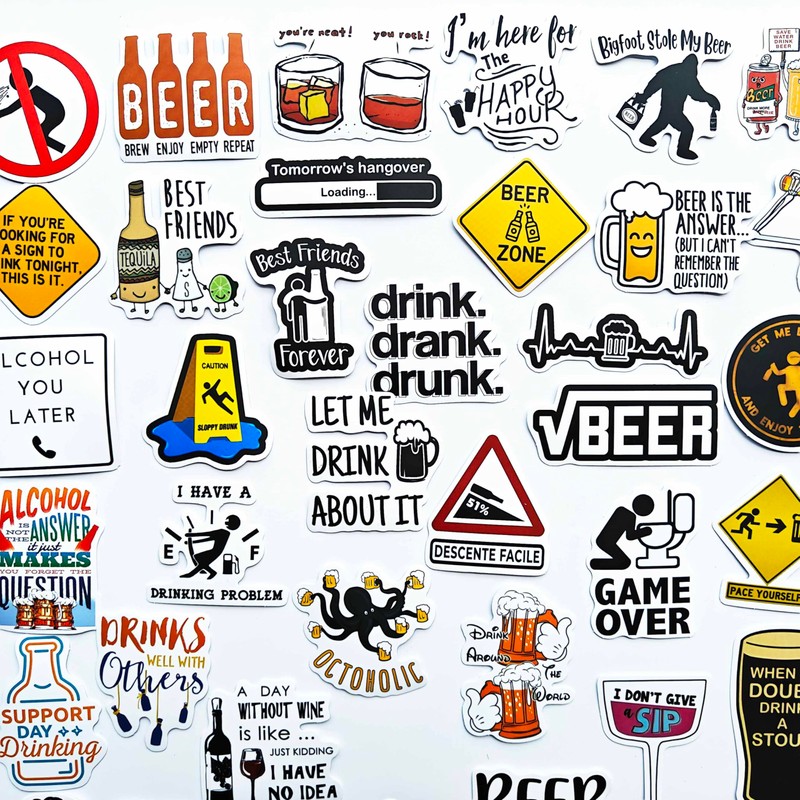 Generic Beer Sticker Decals for Cooler, Drink, Adults - Matte,