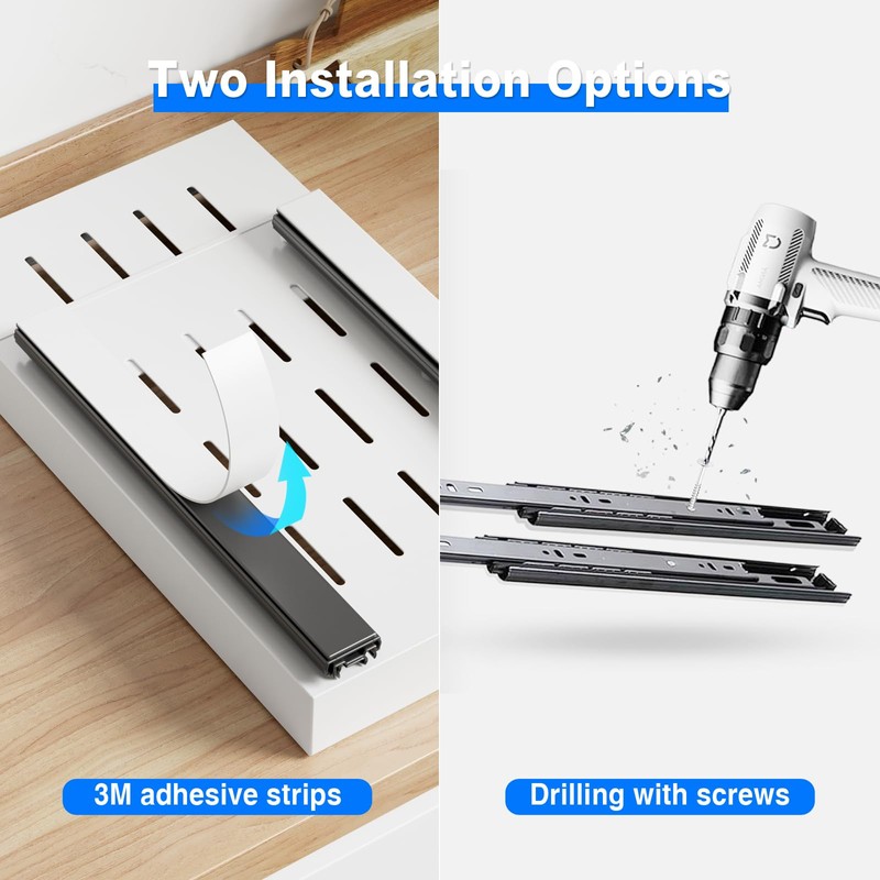 MUSTORN 2 Pack Pull Out Cabinet Organizer, 21.8" Deep Slide