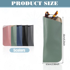 WY LIGHTING LEVEL 5 Pack Soft Glasses Cases Leather Eyeglass Cases Travel Sunglasses Bags Reading Glasses Pouches Portable Eyewear Cases for Women Men Keys Jewelry Credit Cards