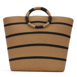 EVEOUT Straw Tote Bag for Women Summer Woven Beach Bag Straw Tote Handbag for Beach Vacation Holiday