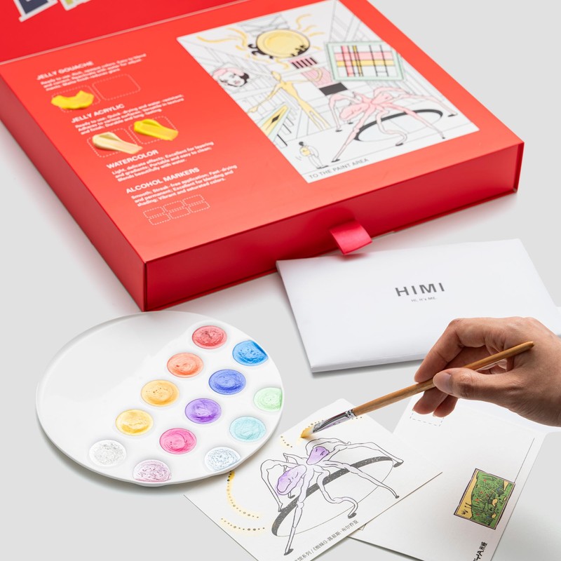 HIMI Gouache Paint Set with Brushes 10 PCS