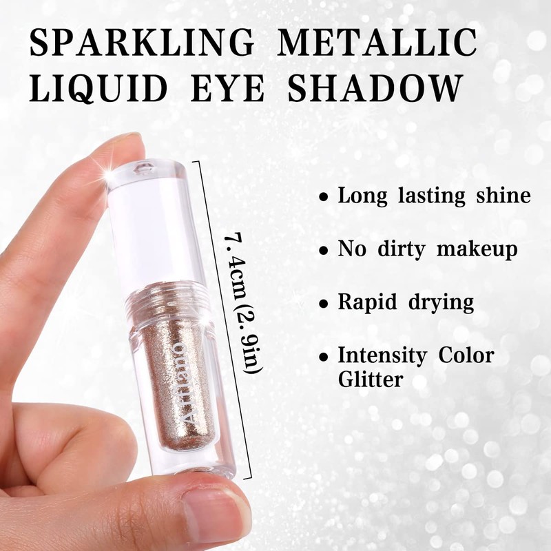 DE'LANCI Diamond Champagne Liquid Eyeshadow Glitter, Intense Metallic Shine Liquid