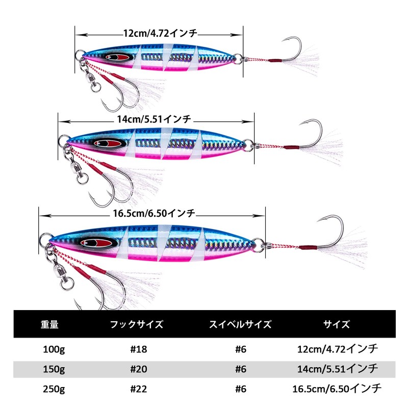 Goture Metal Jig Set, Luminous Slow Jigging, Offshore, Short, Hairtail,