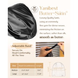 YANIBEST Slouchy Beanie Hat Satin Lined Sleep Cap Satin Bonnet Chemo Headwear Caps for Women and Men Pure Black