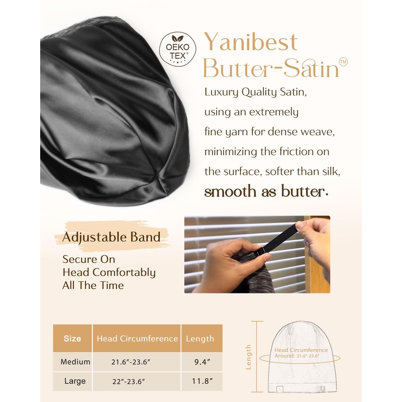 YANIBEST Slouchy Beanie Hat Satin Lined Sleep Cap Satin Bonnet