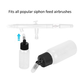 Pack of 10 Empty Airbrush Bottles, 30 ml Paint Storage Bottles, Replacement Jars with Lids for Siphon Feed Airbrush