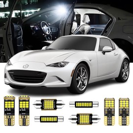 6 Pieces Interior LED Lights Kit for Mazda Miata MX-5 MX5 NA NB NC ND 1998 to 2011 2012 2013 2014 2015 2016 2017 2018 2019 2020 2021 White Interior Bulbs Package + License Plate Lights, Install Tool