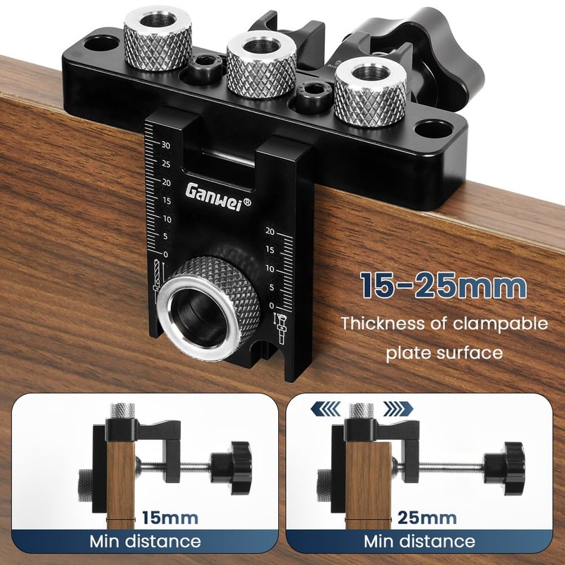 Flintronic 3 in 1 Doweling Jig Kit, 12Pcs Self Centering