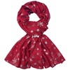 GFM® Christmas Snowflakes Foil Print Scarf - Red - (AT)(SNFLK-03-VLL)