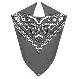 Van Der Rich ® 100% Cotton Bandanas with Paisley Pattern for Men Women (Grey, TU)