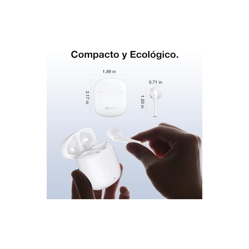 1 Hora Audífonos Inalámbricos Bluetooth In Ear con Control Táctil