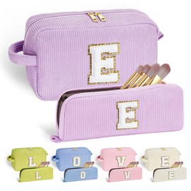 YOOLIFE Monogram Make Up Bag - Gifts for Women Bridesmaid Proposal Gifts Girls Cute Makeup Bag Cosmetic Bags for Women Girls Gifts for Wife Sister Friend Girlfriend Bride Gifts for Female Letter E