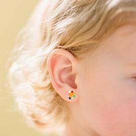 JQVLOVE Sunflower Earrings for Girls, Cute Flower Stud Earrings for Sensitive Ears, Birthday or Christmas Gift for Granddaughter from Grandma or Grandpa, Made with Hypoallergenic Materials