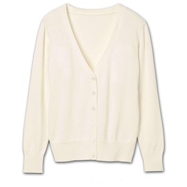 [Infamie] Cardigan, Washable at Home, Smooth, Cotton Blend, V-Neck, Regular Length, Nursing, Office, Nurses, Everyday Wear, Cold Protection, white, M