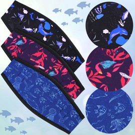 Skylety 3 Pieces Neoprene Mask Straps Cover Diving Mask Straps Neoprene Mask Dive Hair Protector Wrap for Dive and Snorkel Water Sports Masks with Printed of Marine Aquatic Plants and Fish, As