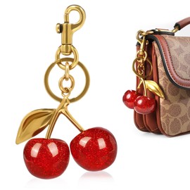 Qaestuan Cherry Bag Charm, Versatile Key Ring, Car Keyring, Cherry Bag Pendant, Purse Pendant, Lucky Charm, Fashionable Bag Pendant, Birthday Gifts for Women, red
