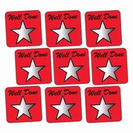 680 Metallic Shiny Square Well Done Star Motivational Childrens Pupils School Teachers Praise Reward Stickers Value Pack 16mm Primary Teaching Services