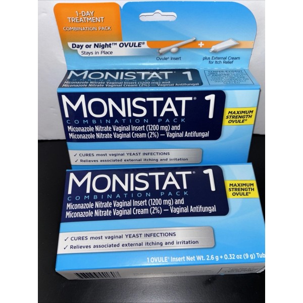 Monistat 1 OVULE Insert w/ Cream 2 Pack 1-Day Treatment