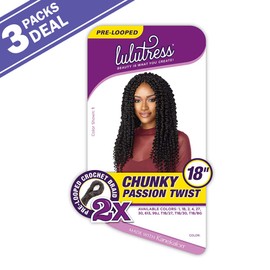 Sensationnel Crochet Braids Lulutress 2X Pre-Looped Chunky Passion Twist 18" (3-PACK, T1B/27)