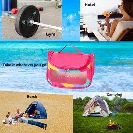 Cosmetic Bag, Makeup Organiser Travel Essentials Bag, Toiletry Bag for Women, Girl´s Hair Accessories Storage, Portable, Waterproof wash Bag, Skincare Bag. (Fuchsia)