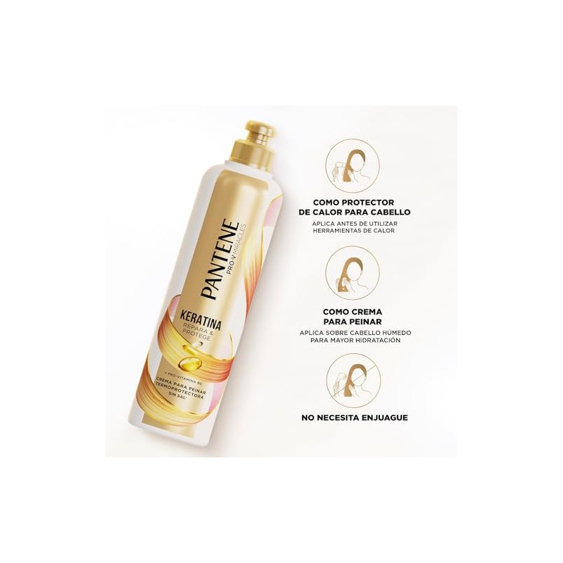 Pantene Kit Keratina Shampoo + Crema para Peinar Termoprotectora 300