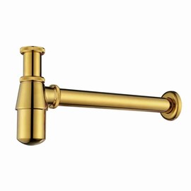 ROLYA Luxurious Golden Bottle Trap Brass 1 1/4 Inch Decorative Basin Faucet P-Traps Pipe Into the wall drainage Plumbing Tube