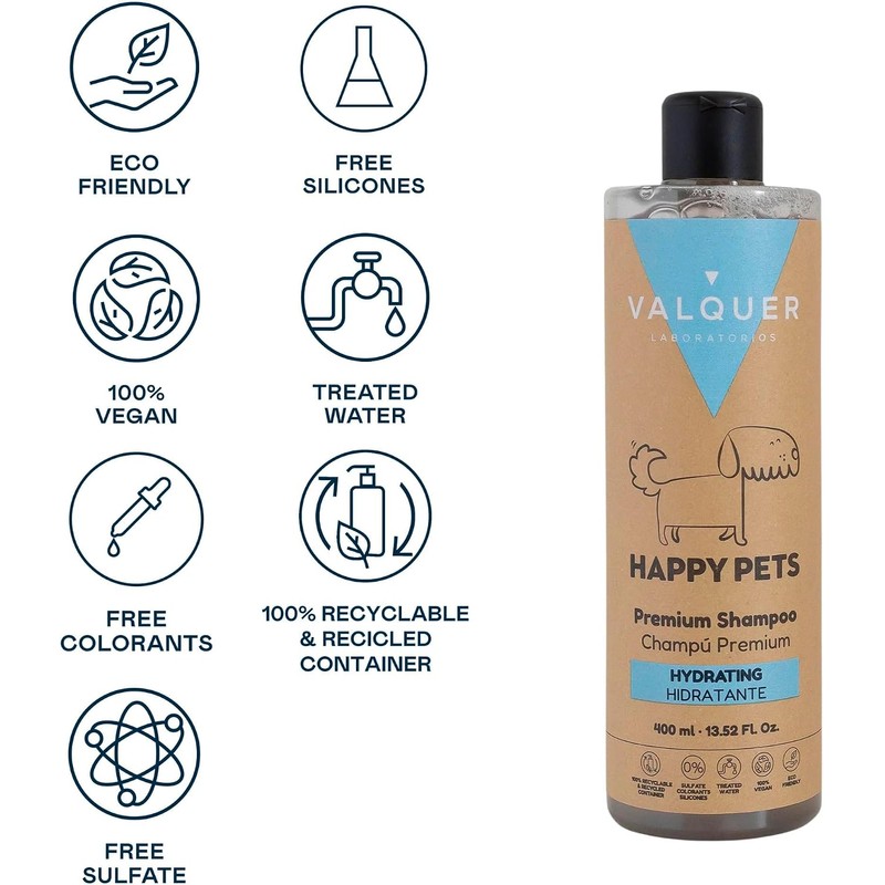 VALQUER Happy Pets Shampoo Premium Hidratante Mascotas 400 ml