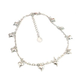 Boowhol Women's 925 Sterling Silver Friendship Anklet Bracelet Foot Decorative Love Heart Foot Jewellery, Sterling Silver, Without Stone